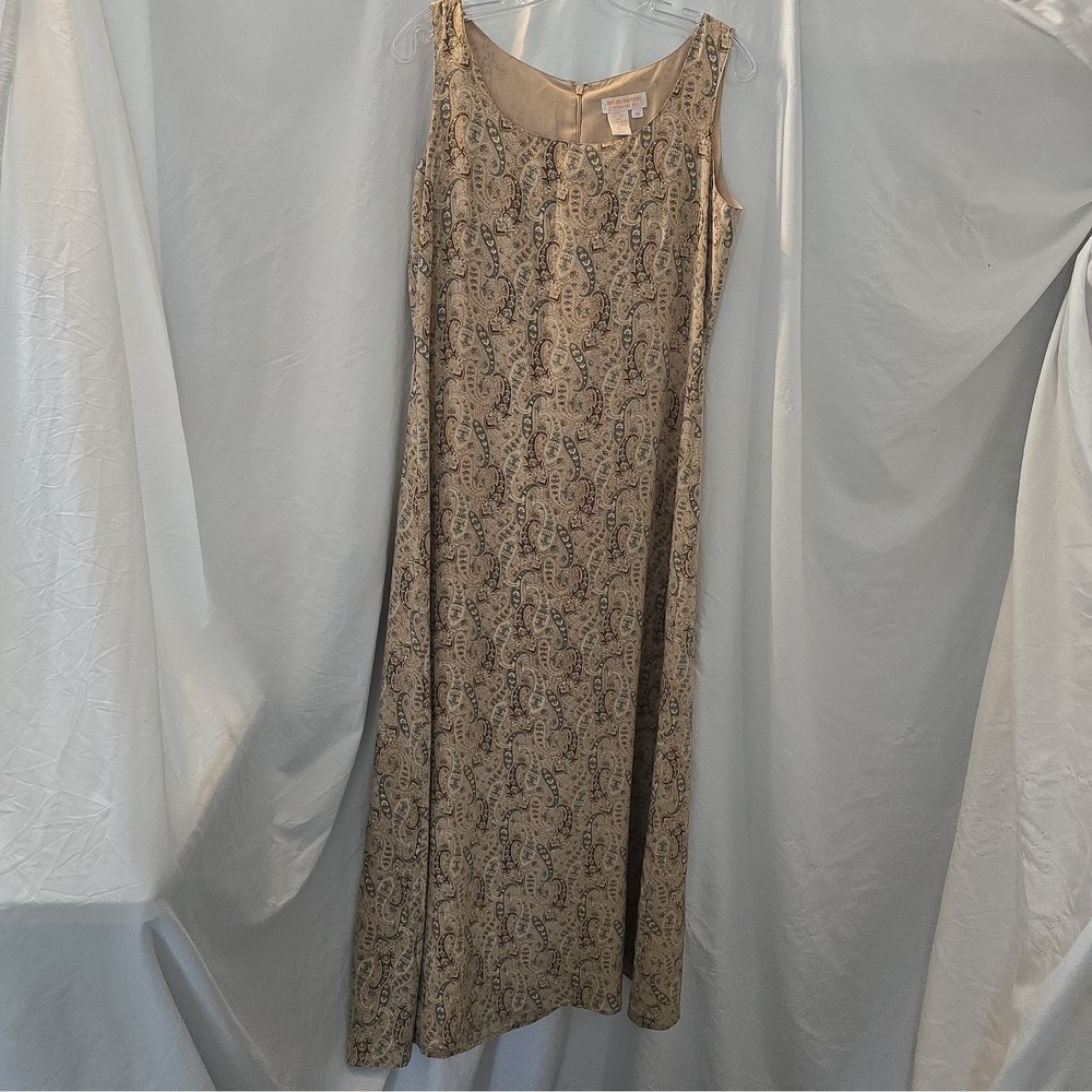Vtg Brooks Brothers Sleeveless Maxi Dress 100% Silk Paisley Sz 8 Boho-chic